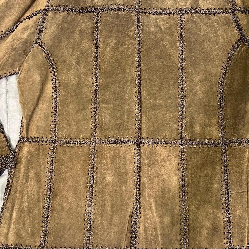 Vintage Carducci Patchwork Leather Jacket Crochet… - image 8